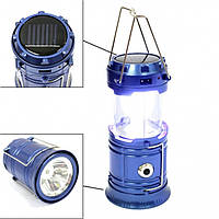 Тор! Кемпинговая LED лампа JH-5800T c POWER BANK Фонарь фонарик солнечная панель Синий