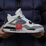 Чоловічі кросівки на хутрі Air Jordan Retro 4 White/Grey, фото 8