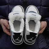 Чоловічі кросівки на хутрі Air Jordan Retro 4 White/Grey, фото 3