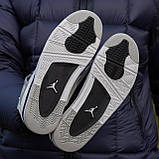 Чоловічі кросівки на хутрі Air Jordan Retro 4 White/Grey, фото 5
