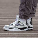 Чоловічі кросівки на хутрі Air Jordan Retro 4 White/Grey, фото 7