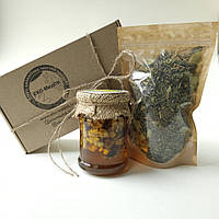 Подарочный набор меда с орехами и чаем натуральным, ЭКО-МедОК