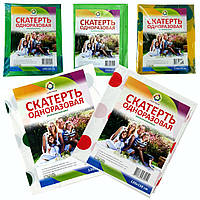 Скатертина одноразова поліетиленова 120 х 150 см, кольори в асортименті (100)