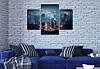Модульна триптих картина Місто вночі, на ПВХ тканини, 45х70 см, (30x20-2/45x25), фото 3