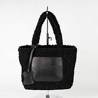 Женская сумка меховая с плечевым ремешком в 4-х цветах. Черный
