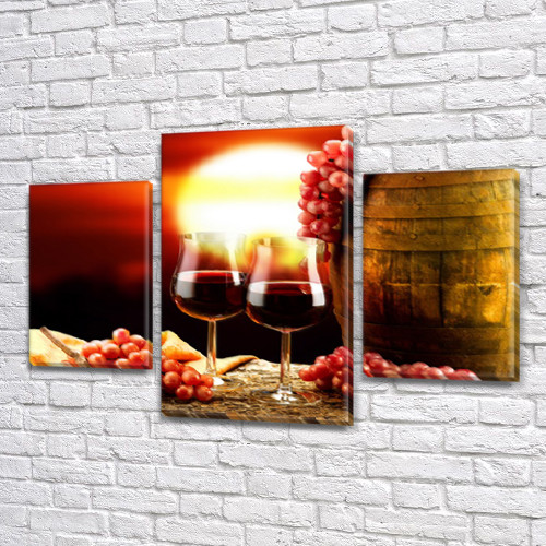 Картини для інтер'єру на полотні Вино у бакалах , 45х70 см, (30x20-2/45x25)
