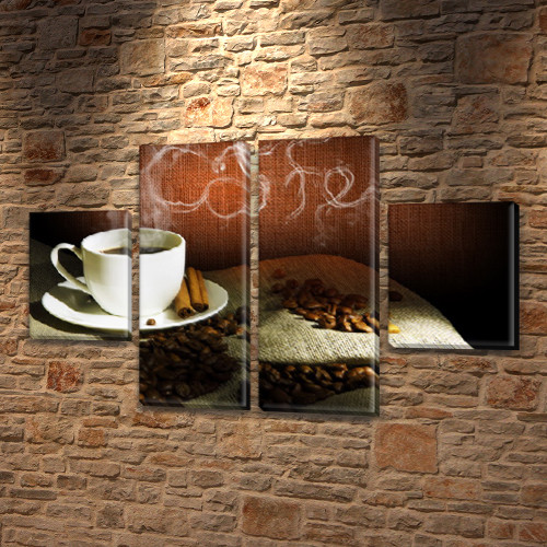 Картина на полотні модульна Бадьорить кава, 50x80 см, (25x18-2/50х18-2)