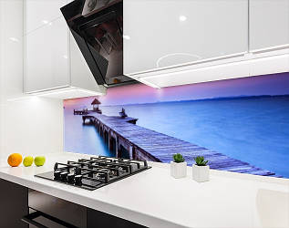Кухонний фартух замінник скла з причалом біля моря, з двостороннім скотчем 62 х 205 см, 1,2 мм