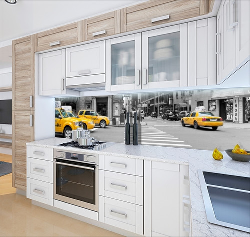 Панель на кухонний фартух під скло таксі нью йорка, з двостороннім скотчем 62 х 205 см, 1,2 мм