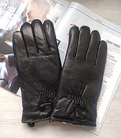 Чоловічі шкіряні перчатки рукавички зимові штучне хутро, чорні хорошее качество