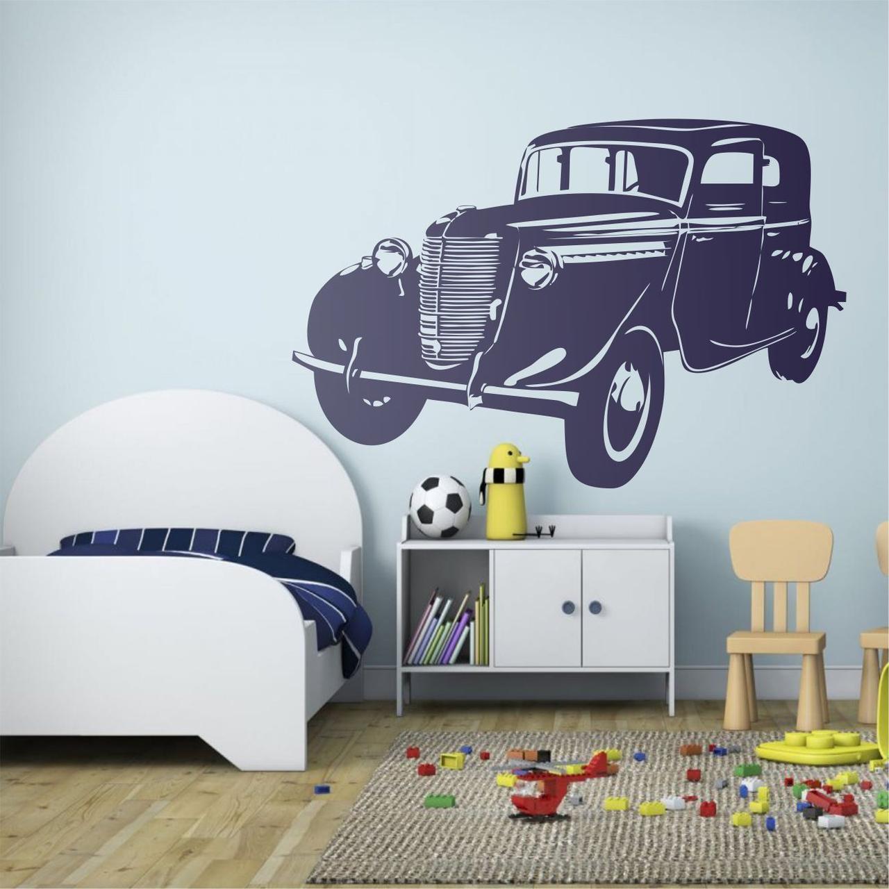 Трафарет для фарбування малюнку на стіні Ретро авто одноразовий з самоклеющей плівки 116 х 174 см, фото 1