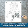 Трафарет для фарбування малюнку на стіні Кінь одноразовий з самоклеючої плівки 155 х 115 см, фото 3