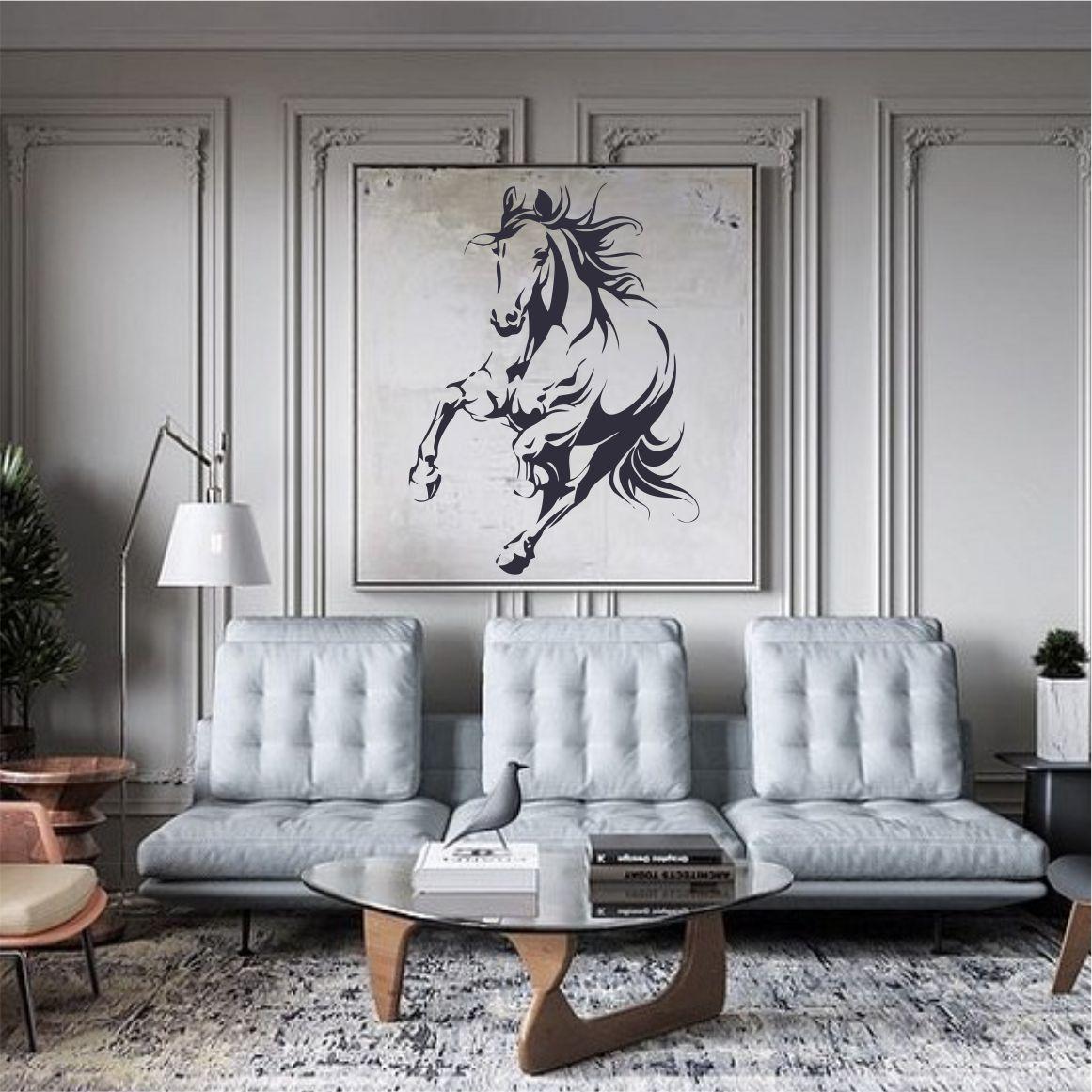 Трафарет для фарбування малюнку на стіні Кінь одноразовий з самоклеючої плівки 155 х 115 см, фото 1