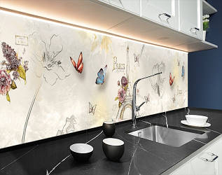 Панелі на кухонний фартух ПЕТ паризький стиль, з двостороннім скотчем 62 х 205 см, 1,2 мм