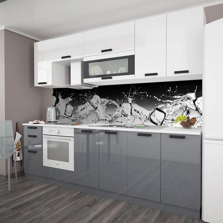 ПЕТ-панель на фартух 68 х 305 см Лід у бризках води, фото 1