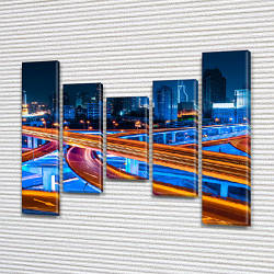 Картина модульна Кільцева дорога на ПВХ тканини, 90x110 см, (90x20-2/60х20-2/45x20)