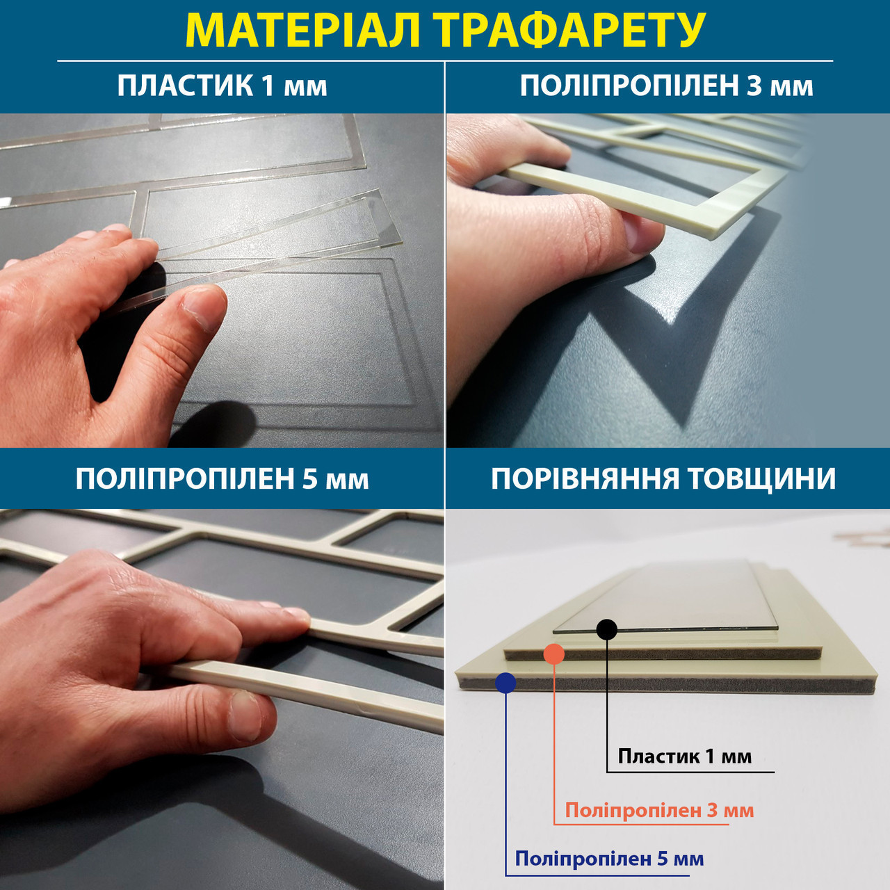 Трафарет для стін товстий 3 мм під венеціанську штукатурку багаторазовий, безшовний (530х510), фото 1