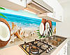 Кухонна плитка на кухонний фартух морський пляж з кокосами, з двостороннім скотчем 62 х 305 см, 1,2 мм, фото 7