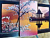Модульна картина Квітуче дерево на замовлення на Полотні сін., 45х70 см, (30x20-2/45x25), фото 2