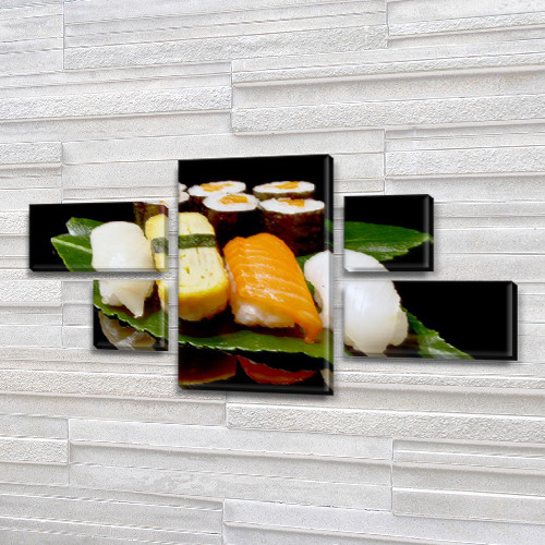 Модульна картина Суші на Полотні, 80x140 см, (25x45-2/25х25-2/80x45), фото 1