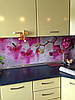 Кухонний фартух замінник скла орхідеї біло рожеві, з двостороннім скотчем 62 х 205 см, 1,2 мм, фото 4
