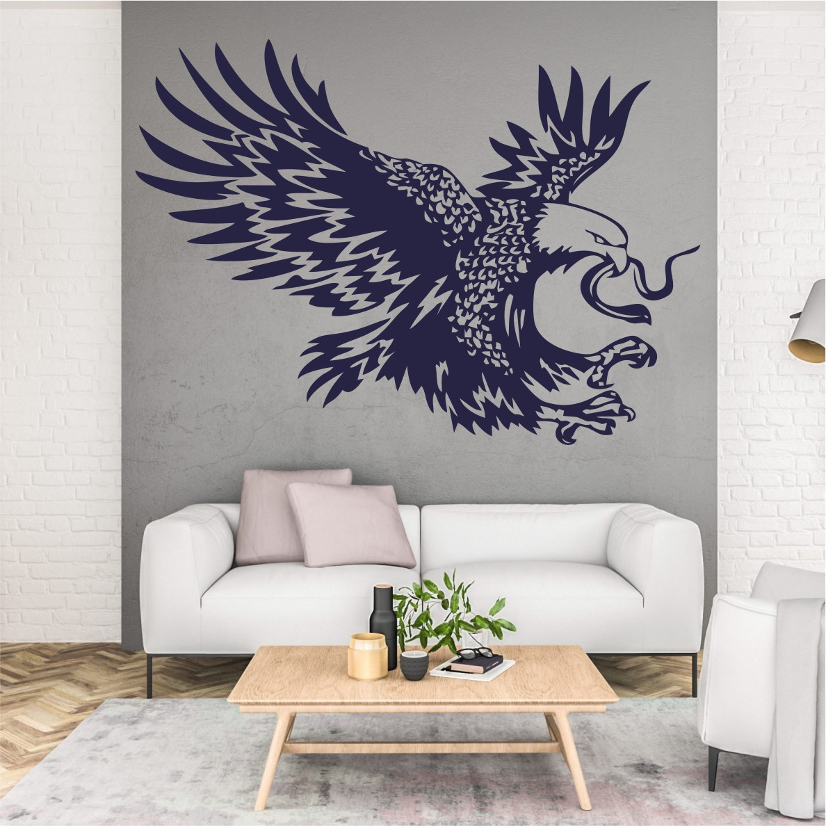 Трафарет для фарбування малюнку на стіні Орел та змія одноразовий із самоклеючої плівки 115 х 160 см, фото 1