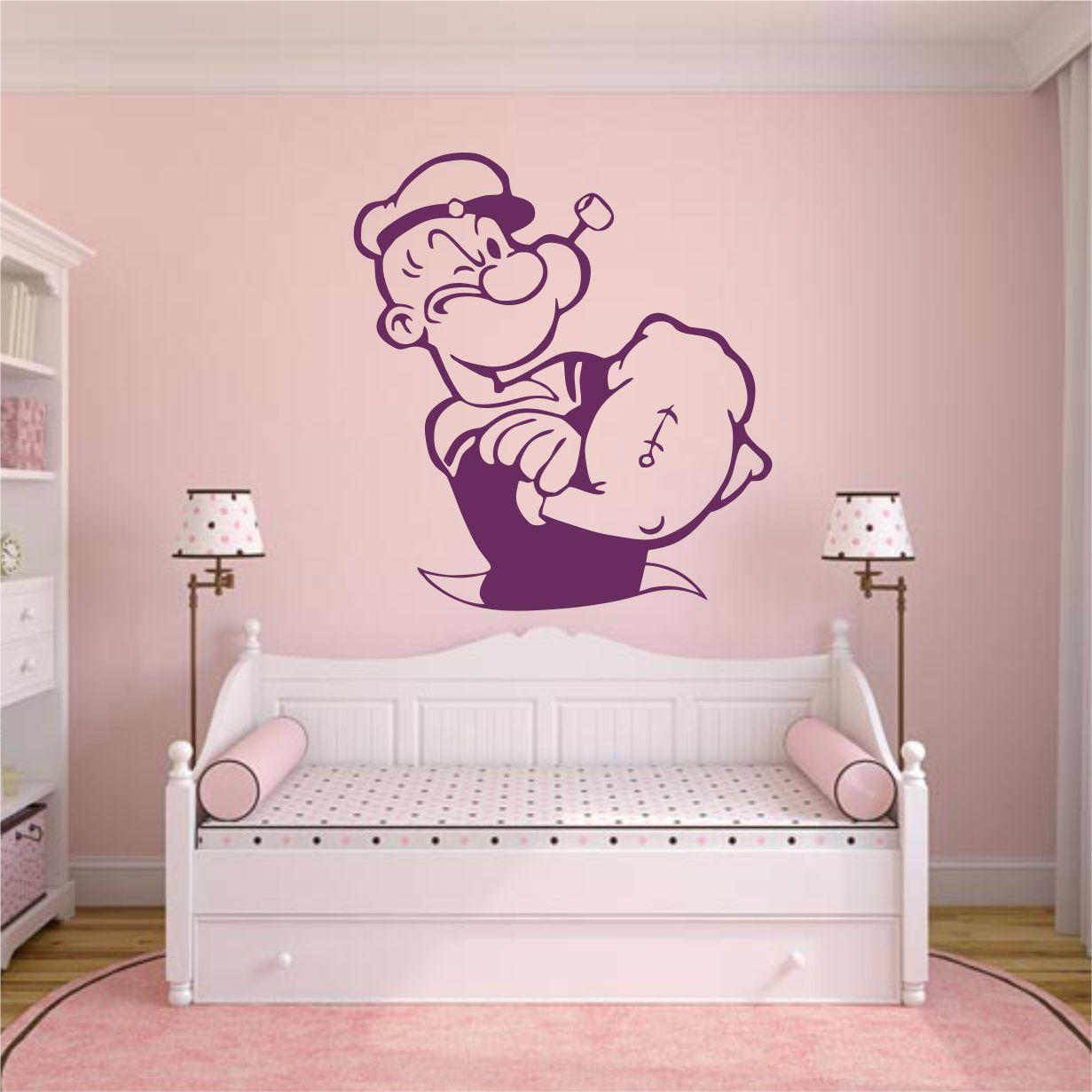 Трафарет для фарбування малюнку на стіні Моряк Папай одноразовий із самоклеючої плівки 115 х 105 см, фото 1