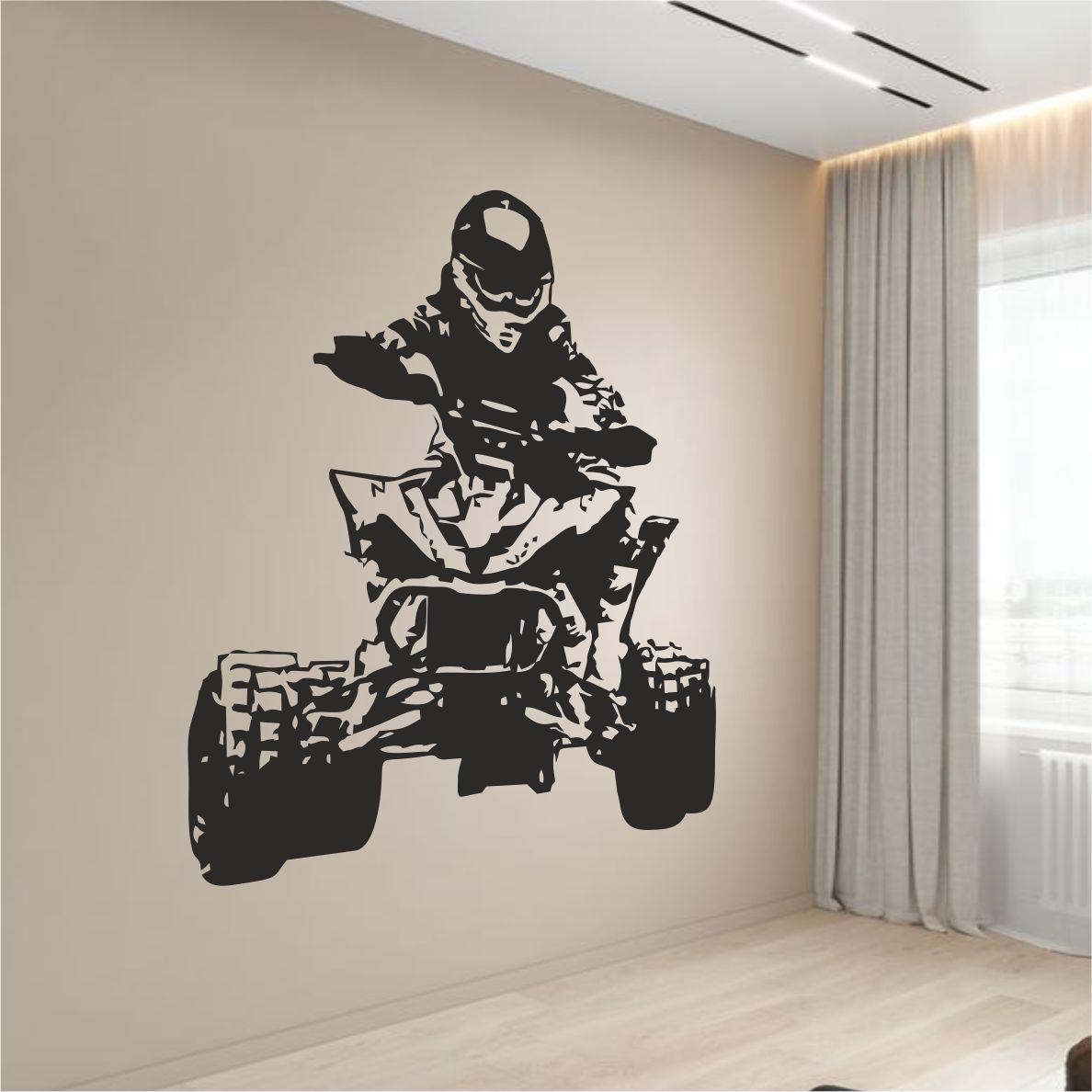 Трафарет для фарбування малюнку на стіні Квадроцикл-2 одноразовий із самоклеючої плівки 145 х 115 см, фото 1