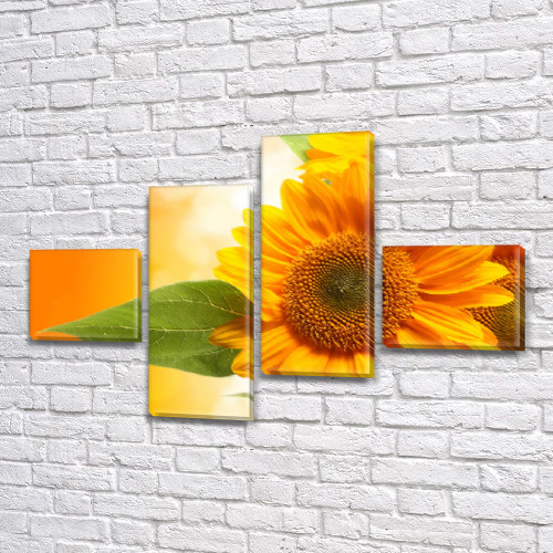 Модульна картина Помаранчевий квітка в спальню купити на Полотні сін., 60x85 см, (18x20-2/50х18-2), фото 1