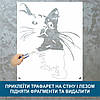 Трафарет для фарбування малюнку на стіні Кіт-7 одноразовий із самоклеючої плівки 120 х 95 см, фото 3