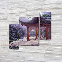 Модульна картина Азіатська арка на Полотні, 120x130 см, (60x30-2/25х30-2/95x65)