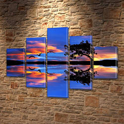 Модульні картини на замовлення в трьох розмірах з трьома матеріалами, на Полотні сін., 65x100 см,