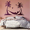 Трафарет для фарбування малюнку на стіні Пальми з гамаком одноразовий із самоклеючої плівки 95 х 140 см, фото 5