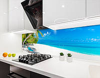 Панели на кухонный фартук ПЭТ море солнце и песок, на двухстороннем скотче 68 х 305 см, 2 мм