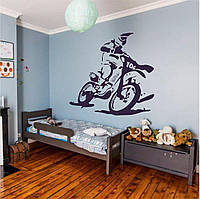 Трафарет для покраски рисунка на стене Мотоциклист одноразовый из самоклеящейся пленки 95 х 135 см