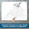 Трафарет для фарбування малюнку на стіні Мотоциклист одноразовий із самоклеючої плівки 95 х 135 см, фото 3