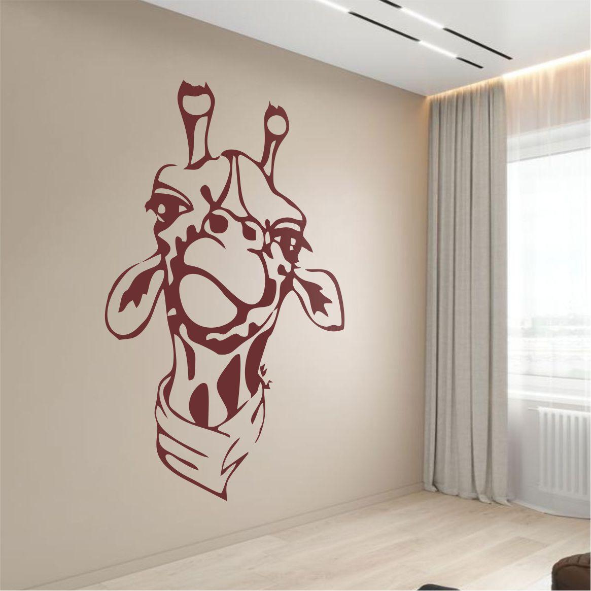 Трафарет для фарбування малюнку на стіні Жирафа одноразовий із самоклеючої плівки 170 х 115 см, фото 1