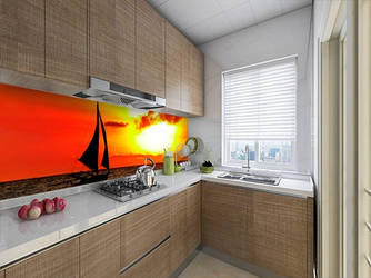 Панель на кухонний фартух жорстка вітрильник в океані, з двостороннім скотчем 62 х 205 см, 1,2 мм