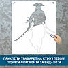 Трафарет для фарбування малюнку на стіні Самурай-3 одноразовий з самоклеючої плівки 115 х 95 см, фото 3