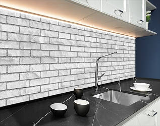 Кухонна панель на стіну цегляна кладка з декоративним швом, з двостороннім скотчем 62 х 205 см, 1,2 мм