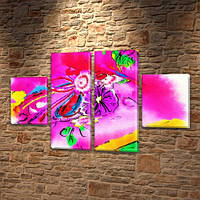 Модульная картина Розовое настроение на Холсте, 80x130 см, (40x30-2/80х30-2)