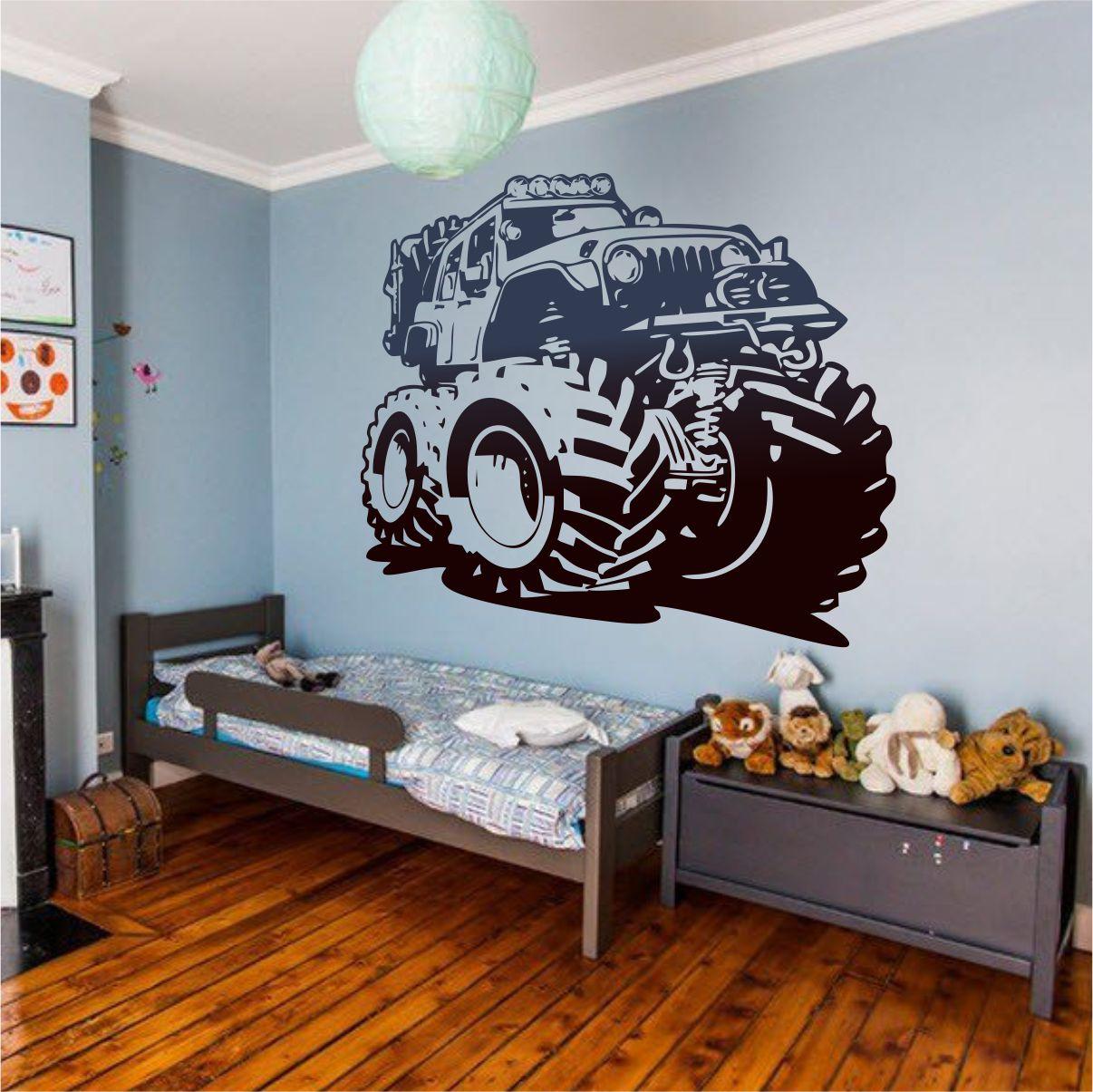 Трафарет для фарбування малюнку на стіні Позашляховик одноразовий із самоклеючої плівки 115 х 150 см, фото 1