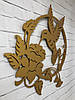 Панно декор картина 3D на стіну дерев'яне стильне Колібрі-2 50 х 45 см золотисте, фото 2