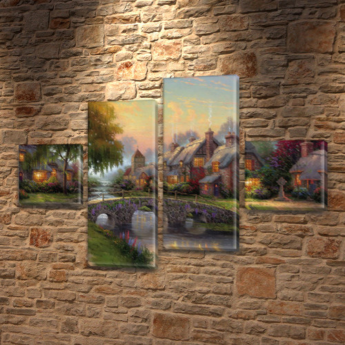 Картина модульна Сільський місток на ПВХ тканини, 70x110 см, (25x25-2/65х25-2)