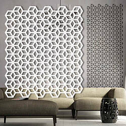 Трафарет для стін для штукатурки декоративний багаторазовий, 3D куби, шов 1 см (690х590)