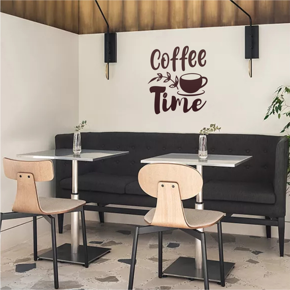 Трафарет для фарбування малюнку на стіні Coffe Time одноразовий з самоклеющей плівки у двох розмірах 90 х 70 см
