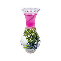 Свеча гелевая в вазочке с волнистым горлышком и водными растениями, цвета в ассортименте