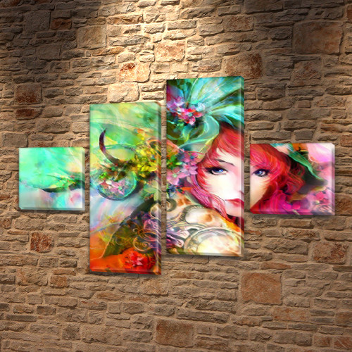 Модульна картина Незнайомка на ПВХ тканини, 70x110 см, (25x25-2/65х25-2)