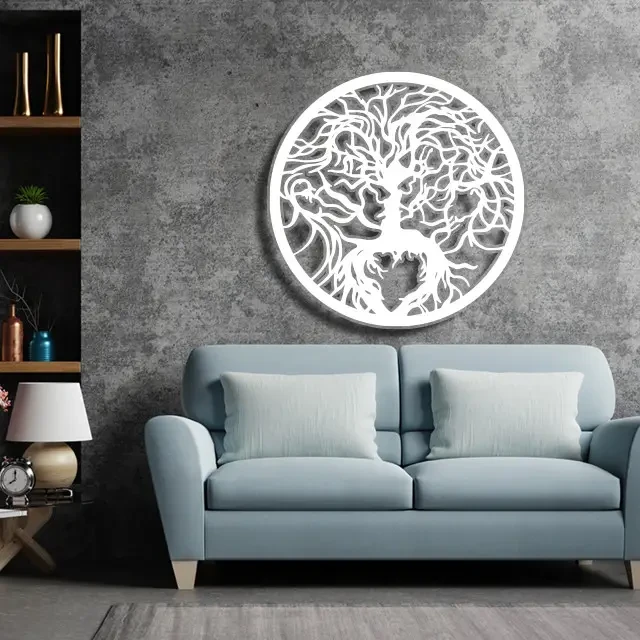 Панно декор картина 3D на стіну дерев'яне стильне Поцілунок 40 х 40 см біле, фото 1