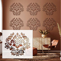 Трафарет для стін тонкий 1 мм для декоративної штукатурки, фарбування з безшовним малюнком. Орнамент (600х640)